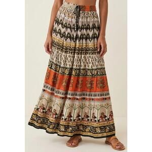 Funky People Maxi Skirt Free Size Boho Hippie Floral Elephant Print Cotton Rayon